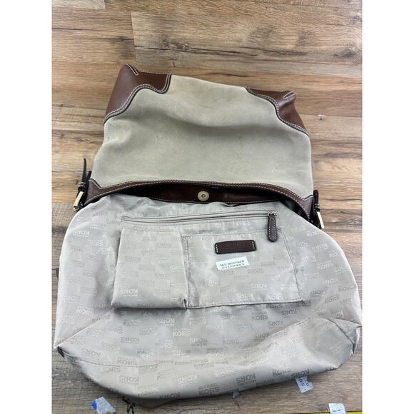 MICHAEL KORS Gray & Brown SUEDE & LEATHER SHOULDER HANDBAG - Picture 8 of 8